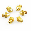 3d printer nozzles 5pcs 0.2/0.3/0.4/0.5mm mixed M6 extruder MK8 Copper Nozzle for a6 a8 e10 e12 reprap I3 3D accessories