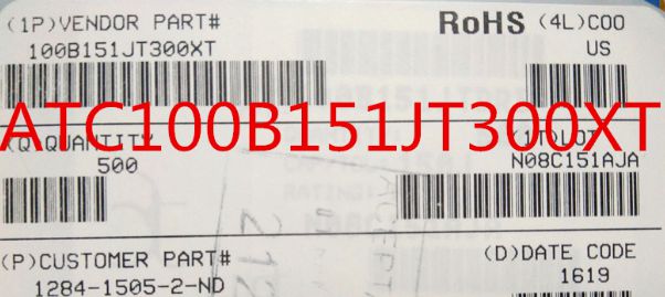 100B151JT300XT ATC100B151JT300XT 150PF 500V 1210 COO:USA