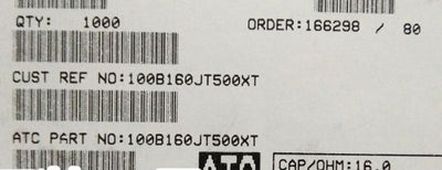 100B160JT500XT ATC100B160JT500XT 16PF 500V 1210 COO:USA