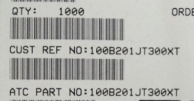 100B201JT300XT ATC100B201JT300XT 200PF 500V 1210 COO:USA