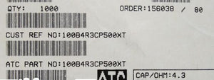 100B4R3CT500XT ATC100B4R3CT500XT 4.3PF 500V 1210 COO:USA