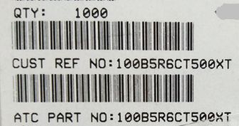 100B6R2CT500XT ATC100B6R2CT500XT 6.2PF 500V 1210 COO:USA