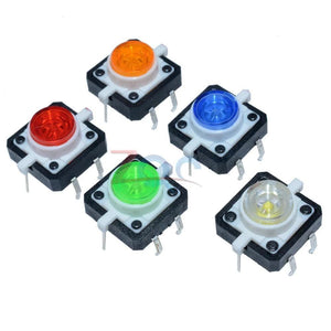 5PCS 1 set 12X12X7.3 Tactile Push Button Switch Momentary Tact LED 5 Color 12X12X7.3mm 12*12*7.3mm