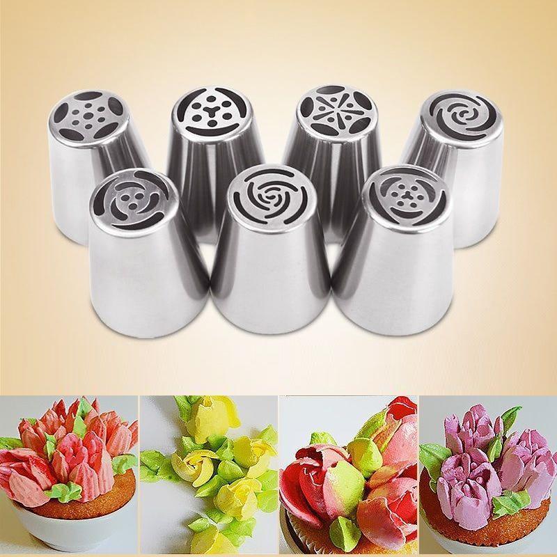 7Pcs/set Russian Tulip Icing Piping Nozzles Cake Decoration Tips 3d printer pastry nozzle bicos de confeitar Kitchen Accessories