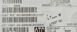 600S0R1BT250XT ATC600S0R1BT250XT 0.1PF 250V 0603 0603 COO:USA