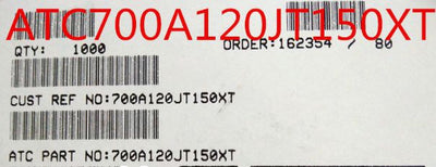 700A120JT150XT ATC700A120JT150XT 12PF 150V 0505 COO:USA