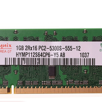SK Hynix HYMP112S64CP6-Y5 Hynix 1GB PC2-5300 DDR2 667Mhz 2Rx16 1.8V non-ECC Unbuffered CL5 200-Pin SoDimm Dual Rank Memory Module for Laptop