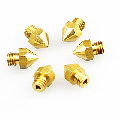 3d printer nozzles 5pcs 0.2/0.3/0.4/0.5mm mixed M6 extruder MK8 Copper Nozzle for a6 a8 e10 e12 reprap I3 3D accessories